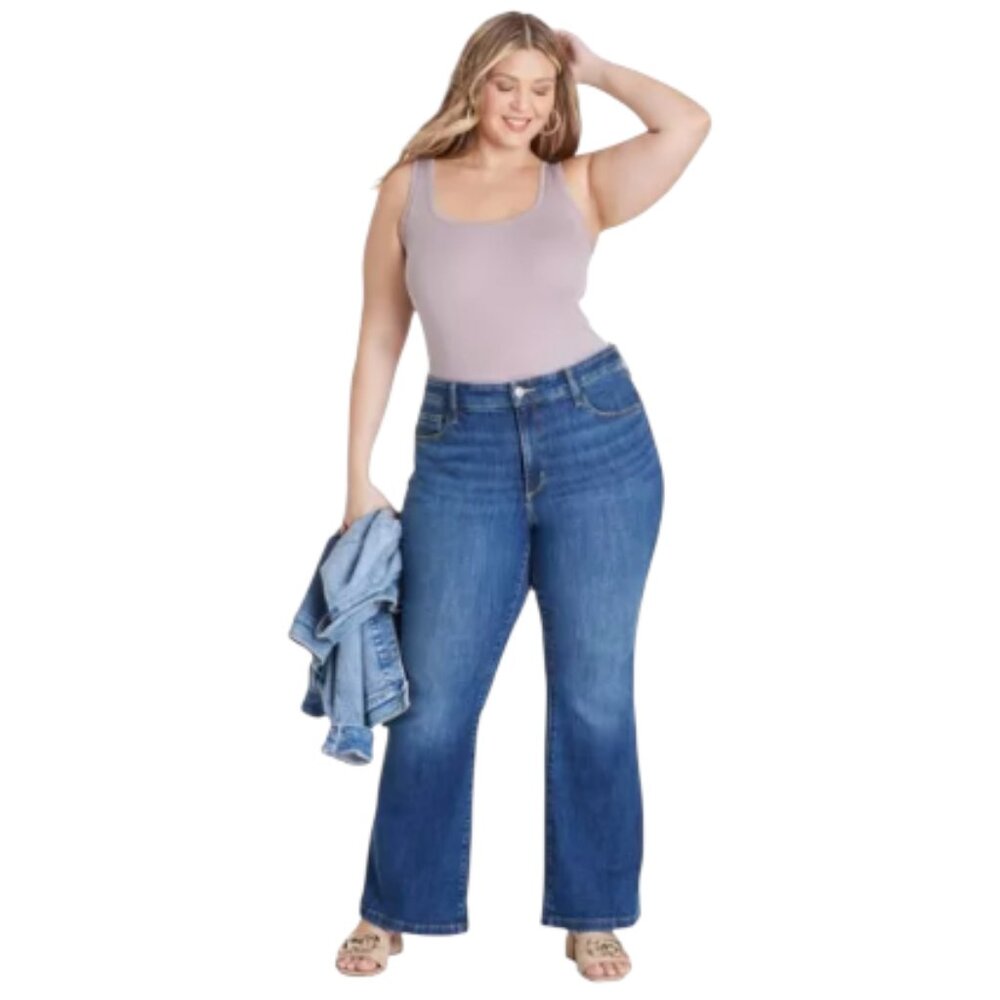 Ava & Viv High Rise Flare Dark Wash Jeans